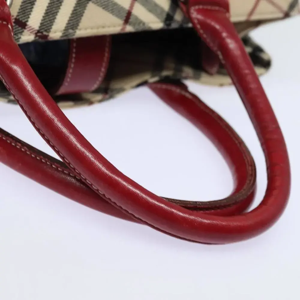 BURBERRY Nova Check Blue Label Hand Bag Canvas Beige Red Auth yk13174 - Picture 9 of 16